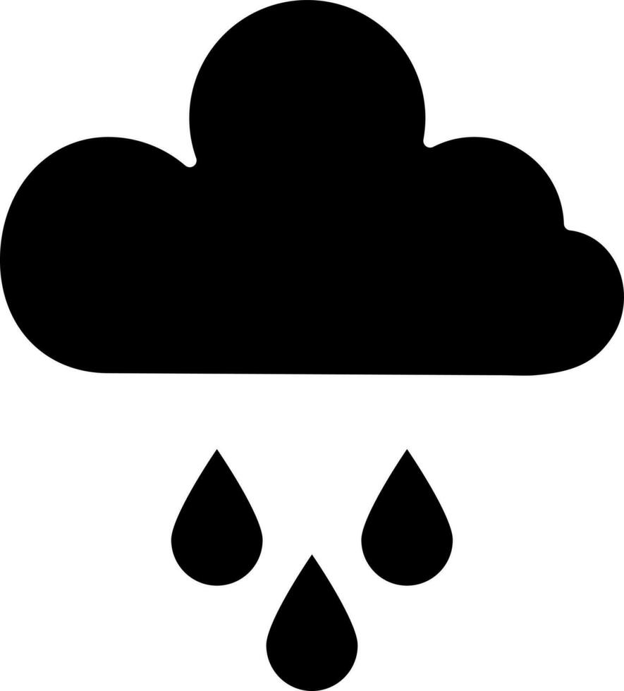 nero nube con pioggia far cadere icona nel piatto stile. vettore