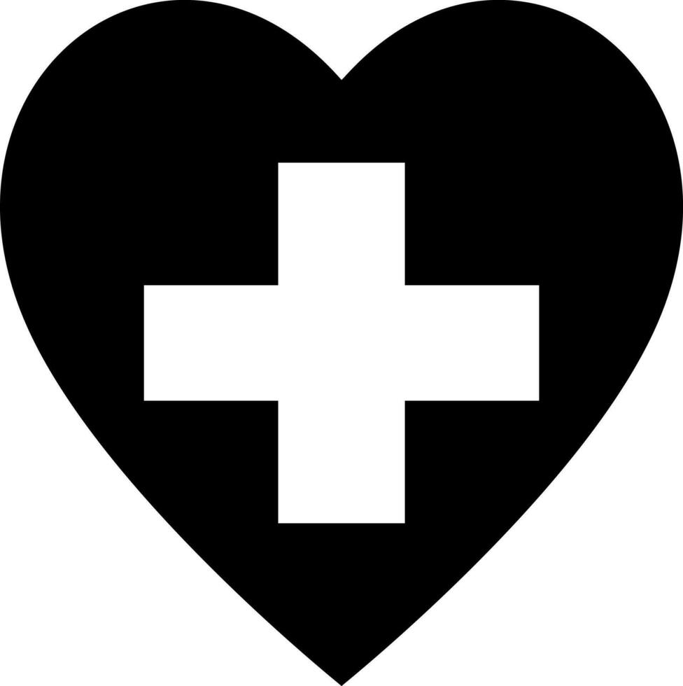 nero e bianca medico cartello nel cuore. vettore