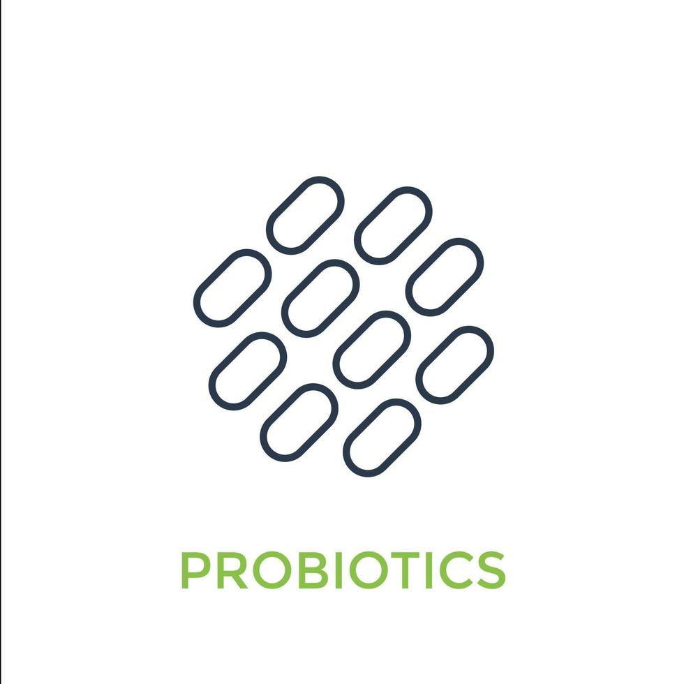 icona lineare del vettore di batteri probiotici