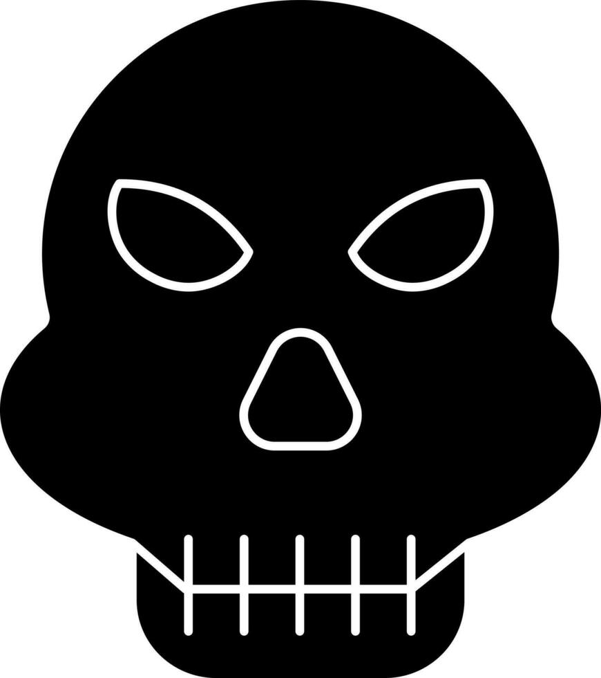 nero e bianca ladro cranio maschera glifo icona. vettore