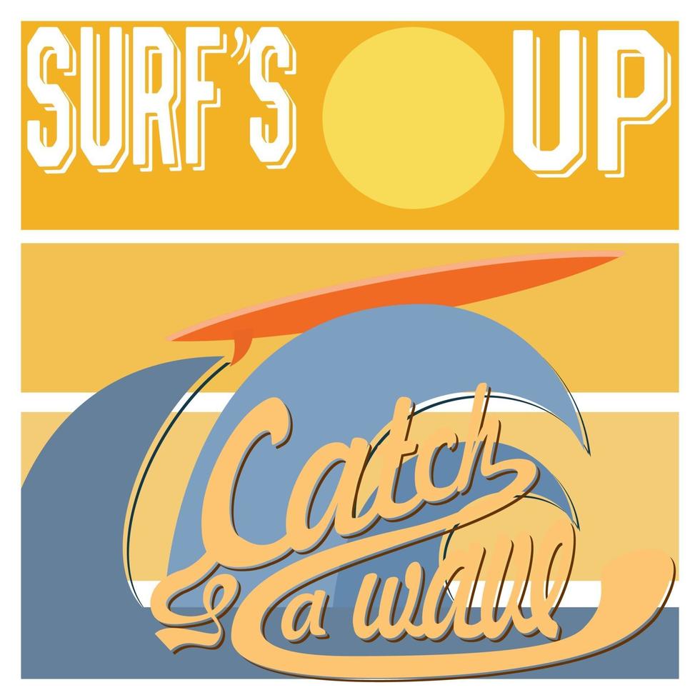 surf is up tipografia tshirt stampa grafica di design etichetta distintivo poster vettoriale vintage retrò