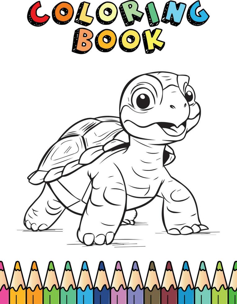 mano disegnato tartaruga colorazione pagina vettore