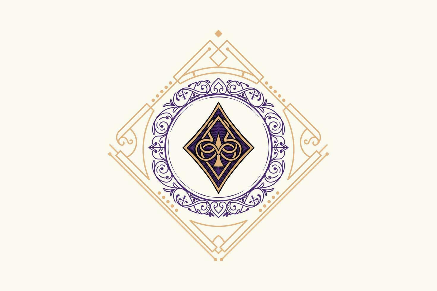 poker diamante viola con Vintage ▾ classico ornamento per carte vettore