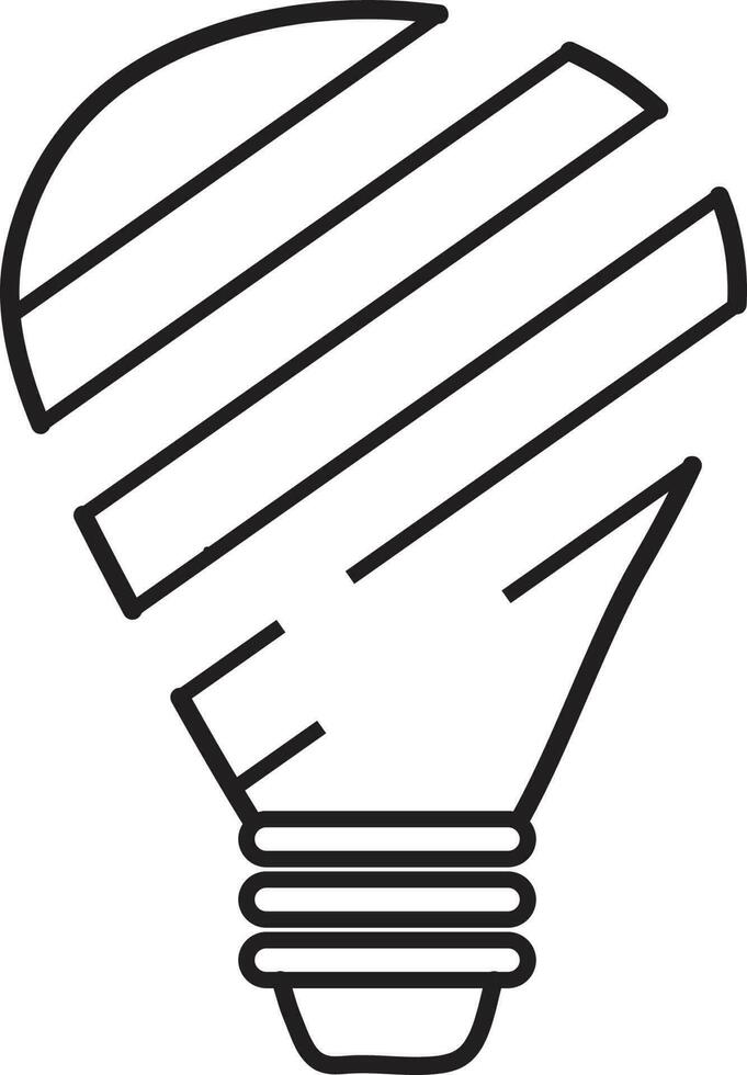 leggero lampadina disegno, lampada scarabocchio icona o schema con nero Linee di luminosa, elettrico lampada concetto nero vettore