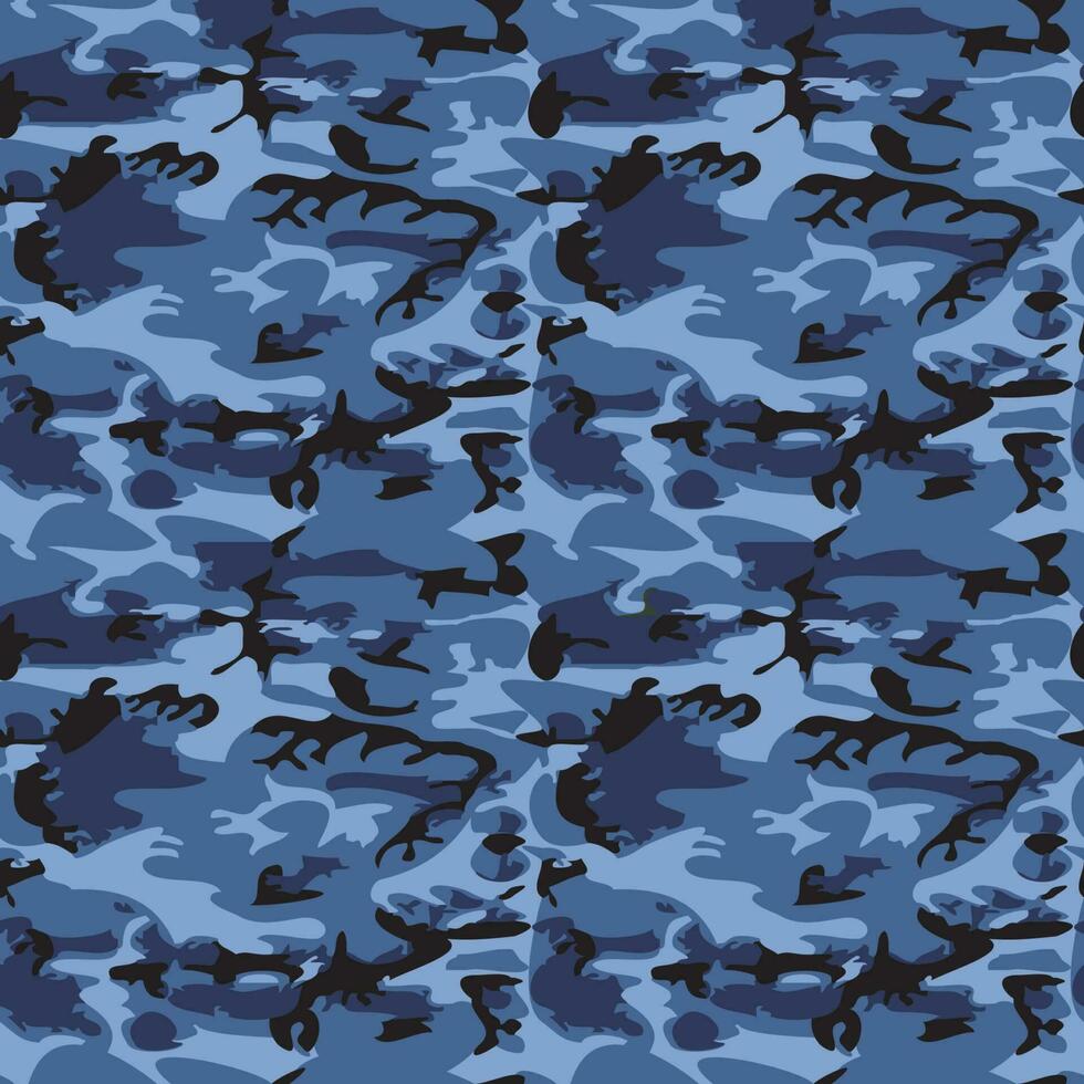 camuffare modello sfondo senza soluzione di continuità vettore illustrazione. classico capi di abbigliamento stile mascheratura Camo ripetere Stampa. blu colori marines struttura