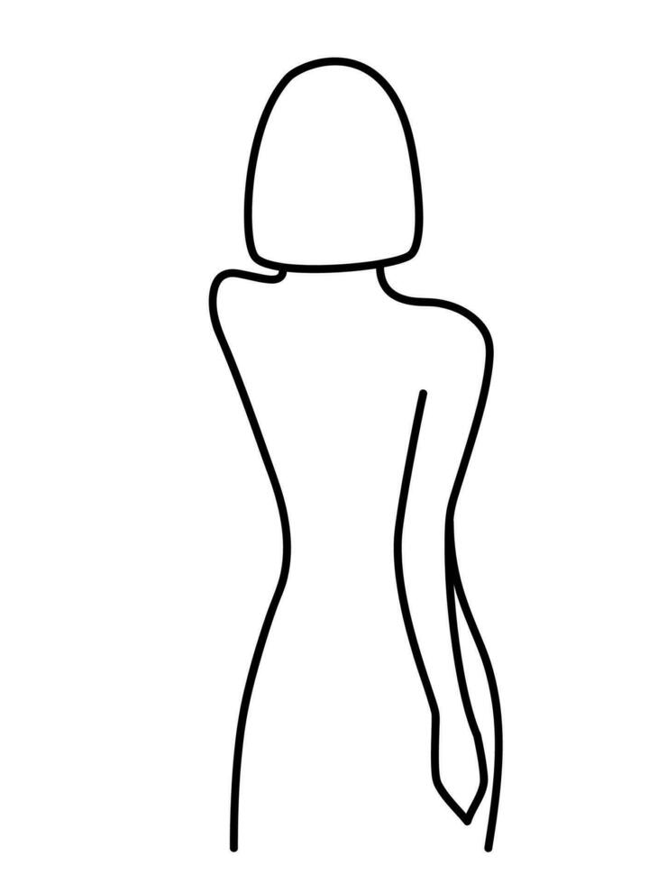 minimalista mano disegnato femmina vettore ritratto nel moderno astratto uno linea disegno grafico stile. arredamento Stampa, parete arte, creativo design per sociale media. di moda modello ritratto donna a partire dal dietro a