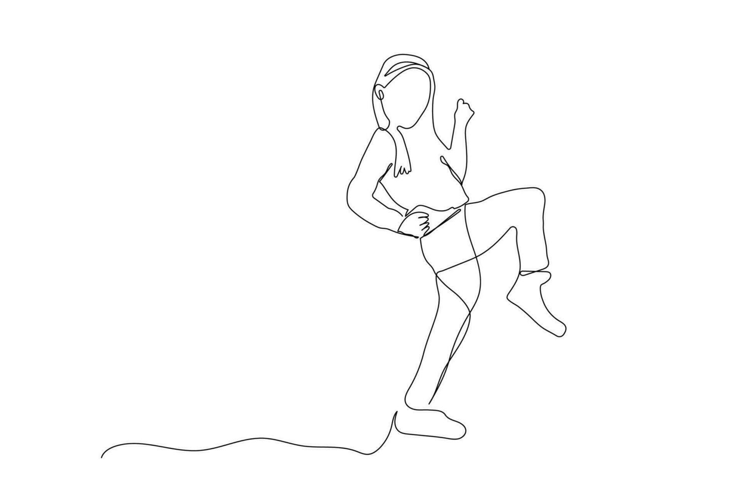 un' ragazza salto continuo linea arte disegno. piccolo ragazza singolo linea arte. danza ragazza linea arte. vettore