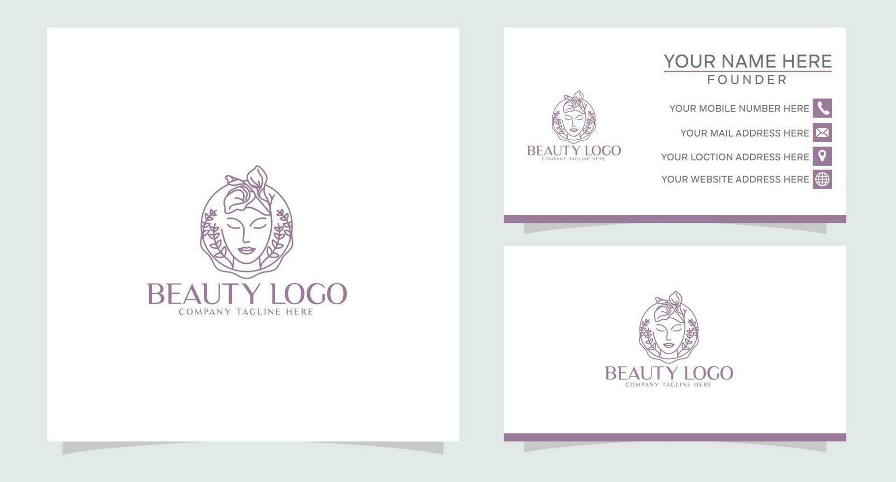 bellezza cosmetico donna lusso logo design e attività commerciale carta modello vettore