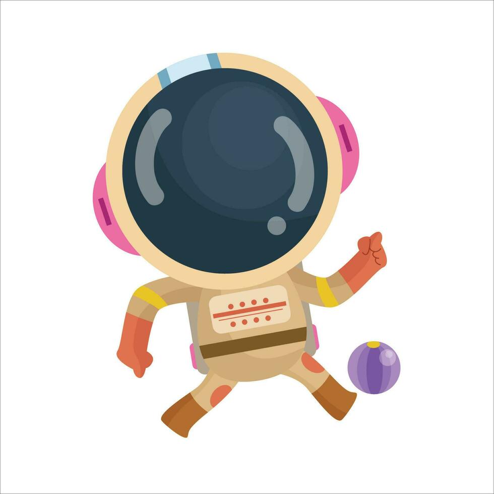 vettore cartone animato carino e carino astronauta è giocando palla