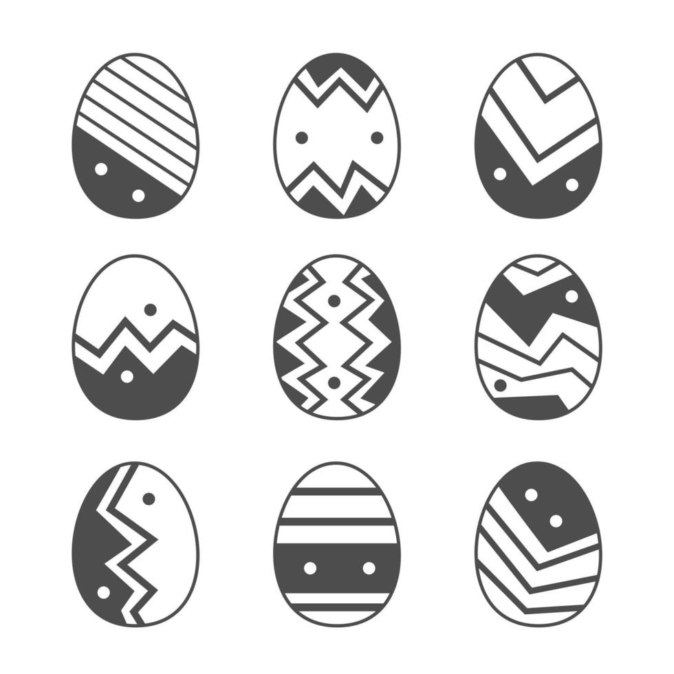 uova di Pasqua insieme di raccolta stile doodle vettore