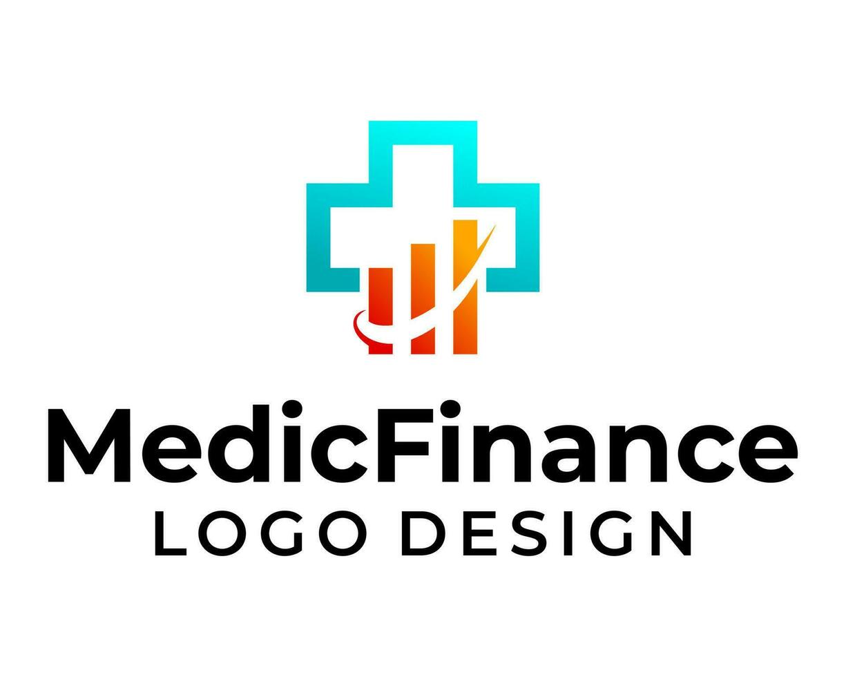 medico attraversare e finanziario grafico attività commerciale logo design. vettore