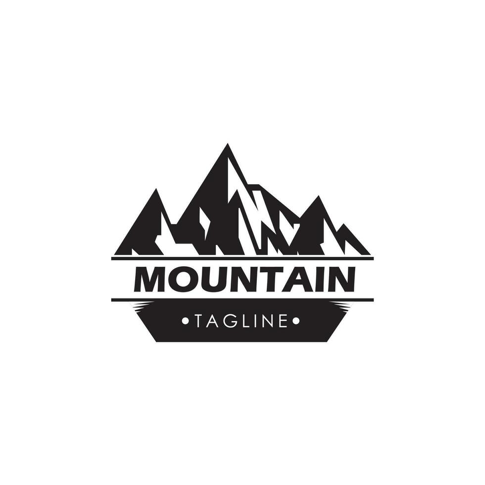 montagna logo, montagna spedizione e roccia arrampicata vettore icone.