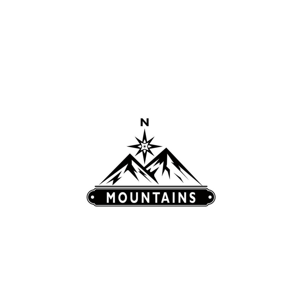 montagna logo, montagna spedizione e roccia arrampicata vettore icone.