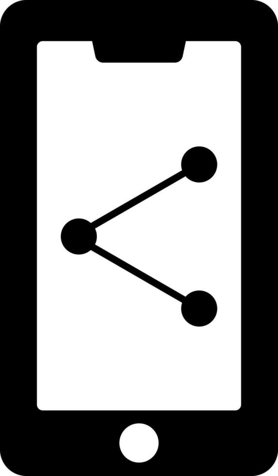 Condividere App nel smartphone glifo icona. vettore