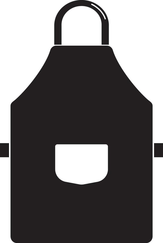 nero e bianca cucina grembiule icona nel piatto stile. vettore