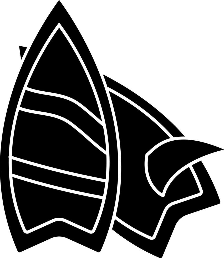 tavola da surf icona o simbolo nel nero e bianca colore. vettore