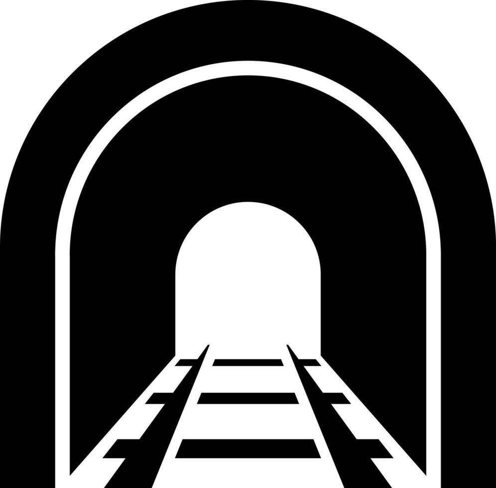 metropolitana ferrovia tunnel icona nel nero e bianca colore. vettore