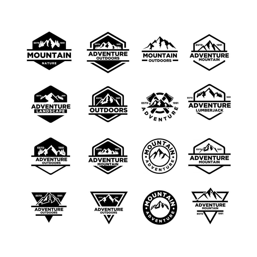 semplice premium mountain adventure outdoor badge vector logo icon design