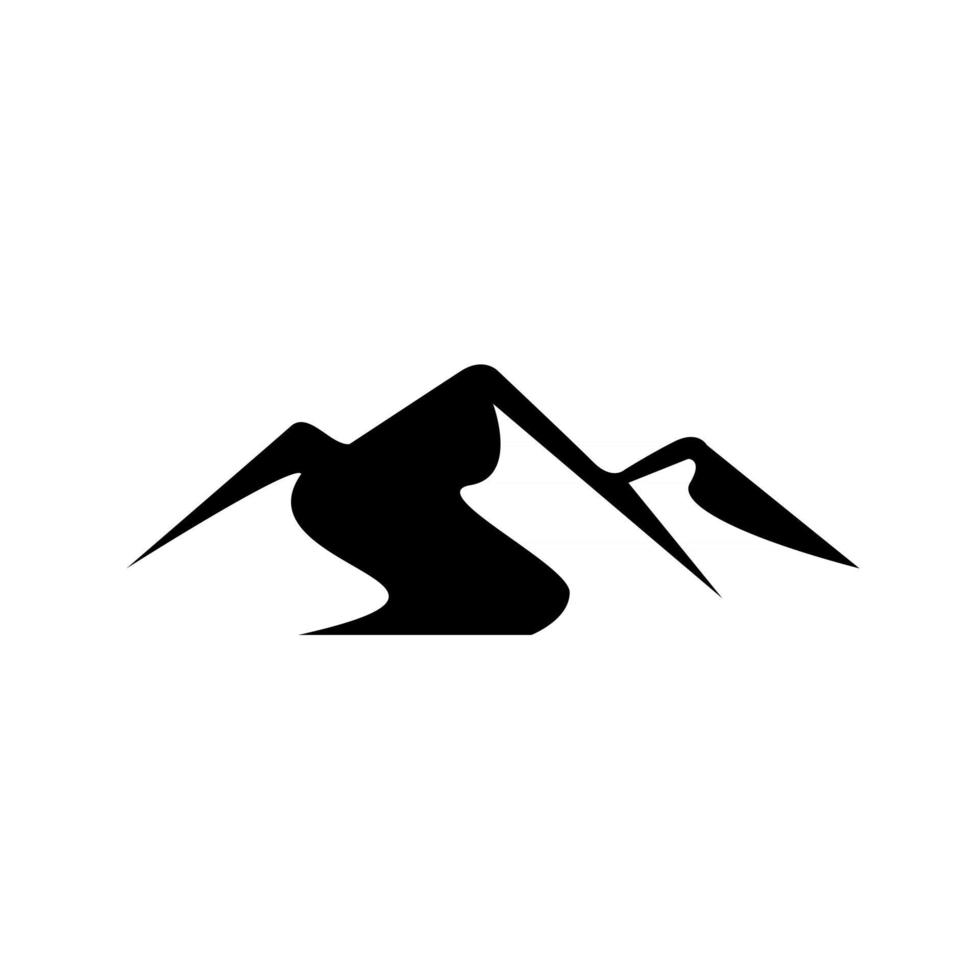 Progettazione semplice dell'illustrazione dell'icona di logo di vettore del nero della montagna