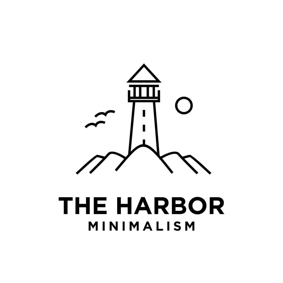 design del logo della linea vettoriale del faro minimalismo premium vintage