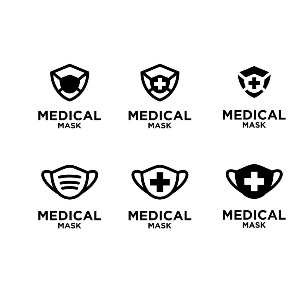 set collection medical mask icon vector logo template illustration design