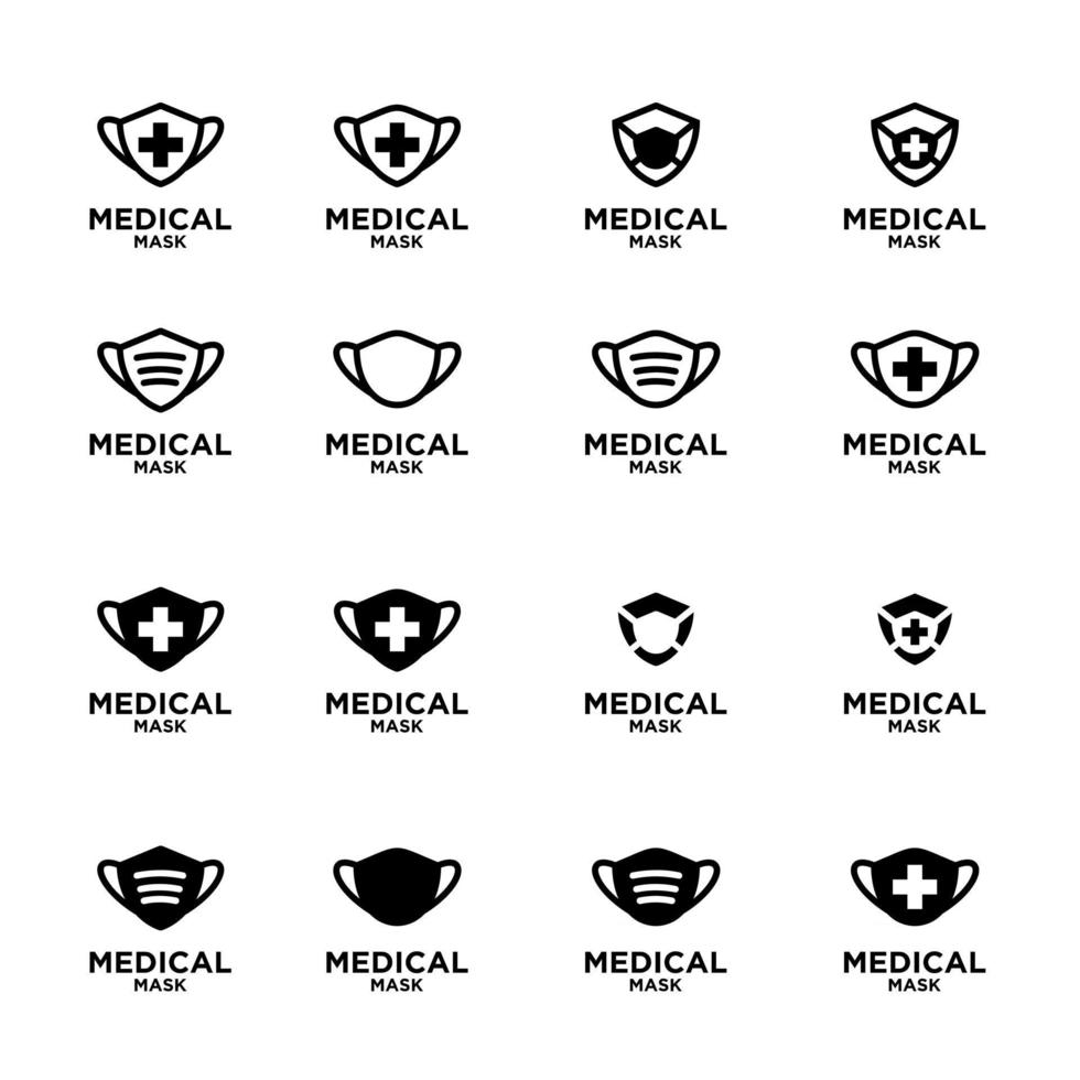 set collection medical mask icon vector logo template illustration design