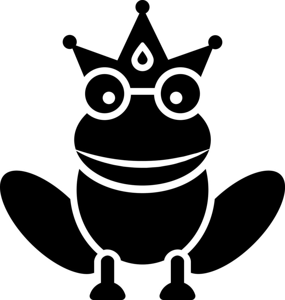 nero e bianca illustrazione di rana Principe icona. vettore