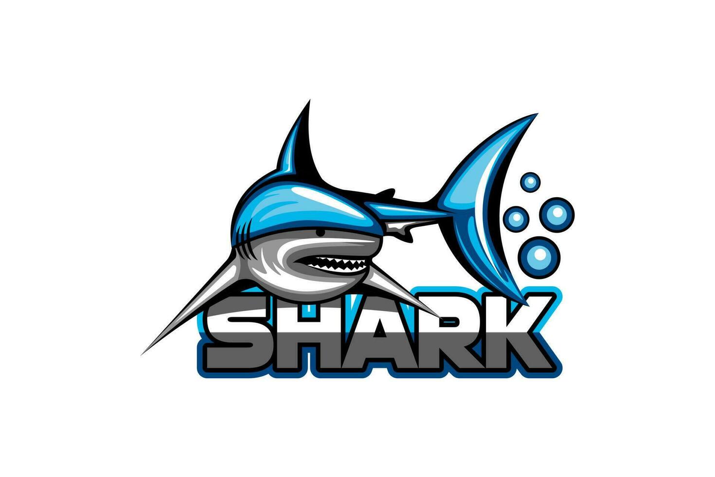 blu squalo personaggio vettore illustrazione logo design