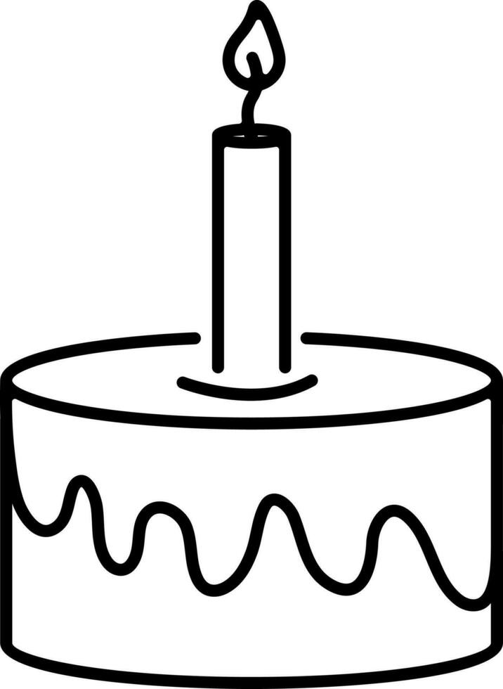 piatto illustrazione di delizioso torta con candela. vettore