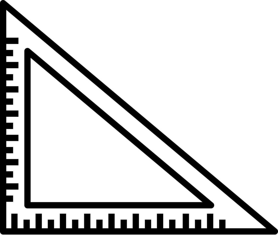 triangolo righello scala icona nel nero linea arte. vettore