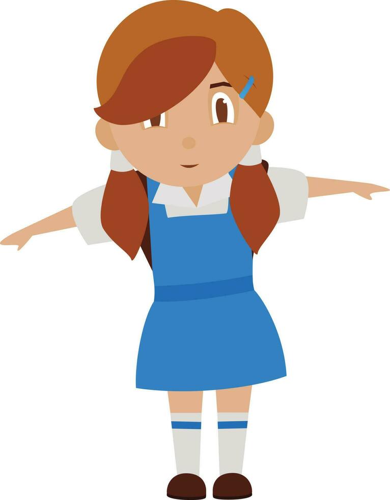 cartone animato personaggio di ragazza nel scuola uniforme. vettore