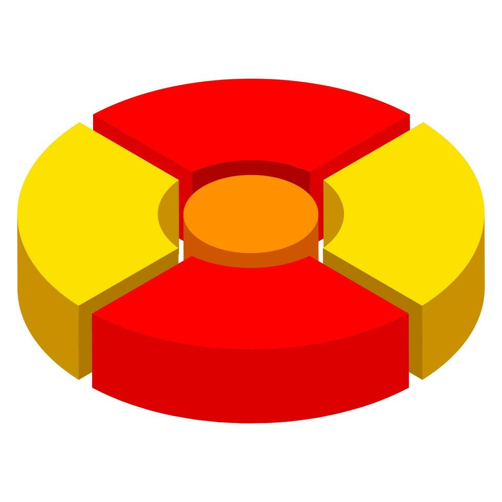 3d torta grafico icona nel giallo e arancia colore. vettore