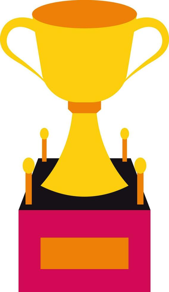 giallo vincitore trofeo tazza su rosa podio. vettore