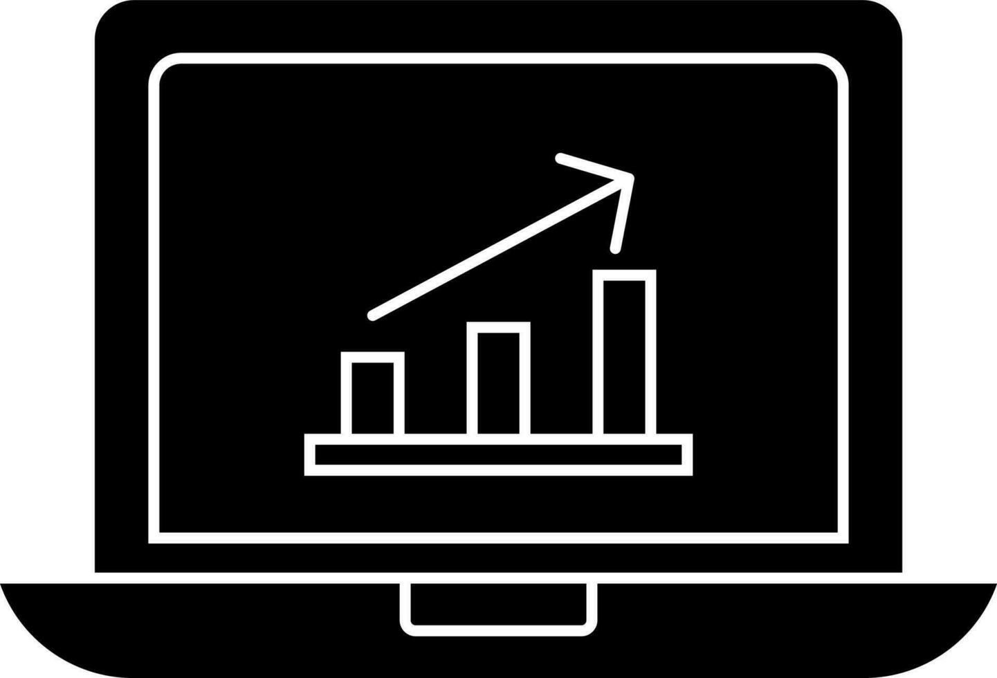 attività commerciale grafico su il computer portatile schermo glifo icona. vettore