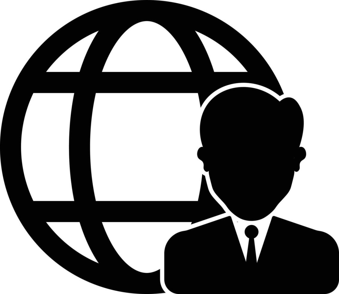 illustrazione di globale uomo d'affari glifo icona. vettore