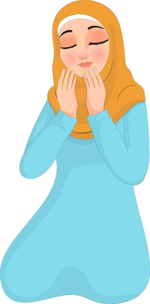 bellissimo musulmano donna nel preghiere posa. vettore