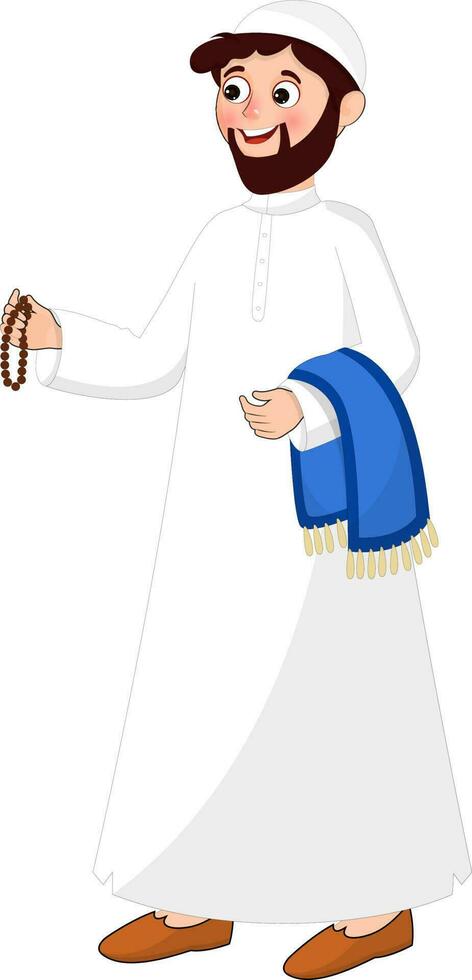 personaggio di islamico uomo Tenere rosario. vettore