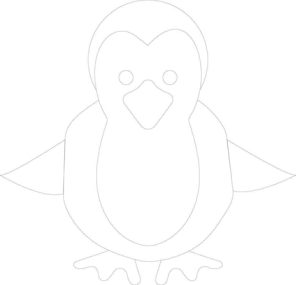pinguino personaggio fatto con nero linea ictus. vettore