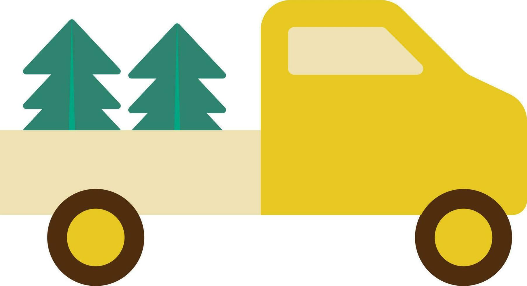 colorato icona di raccogliere su camion con natale alberi. vettore