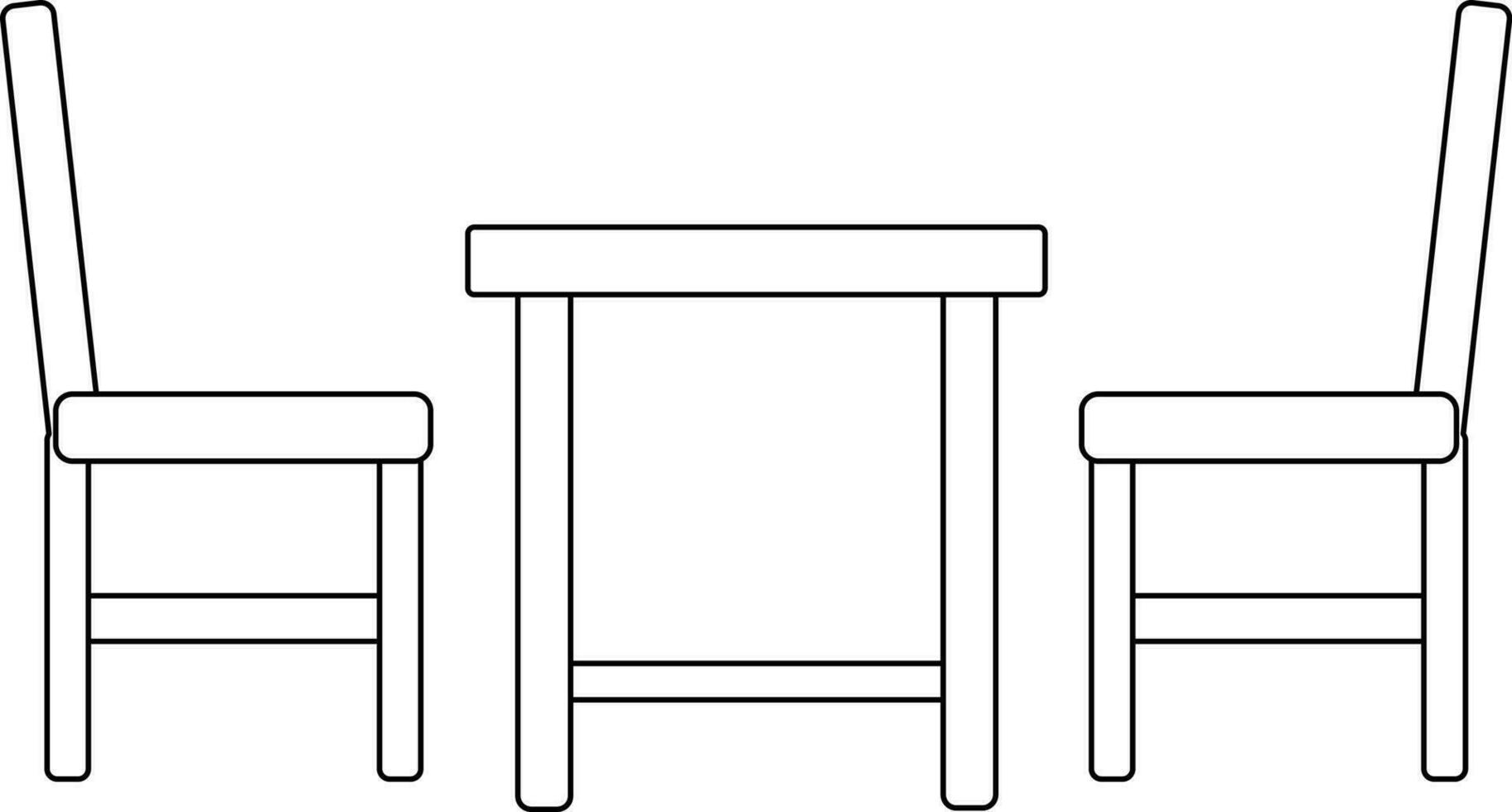 nero linea arte illustrazione di tavolo con sedie icona. vettore