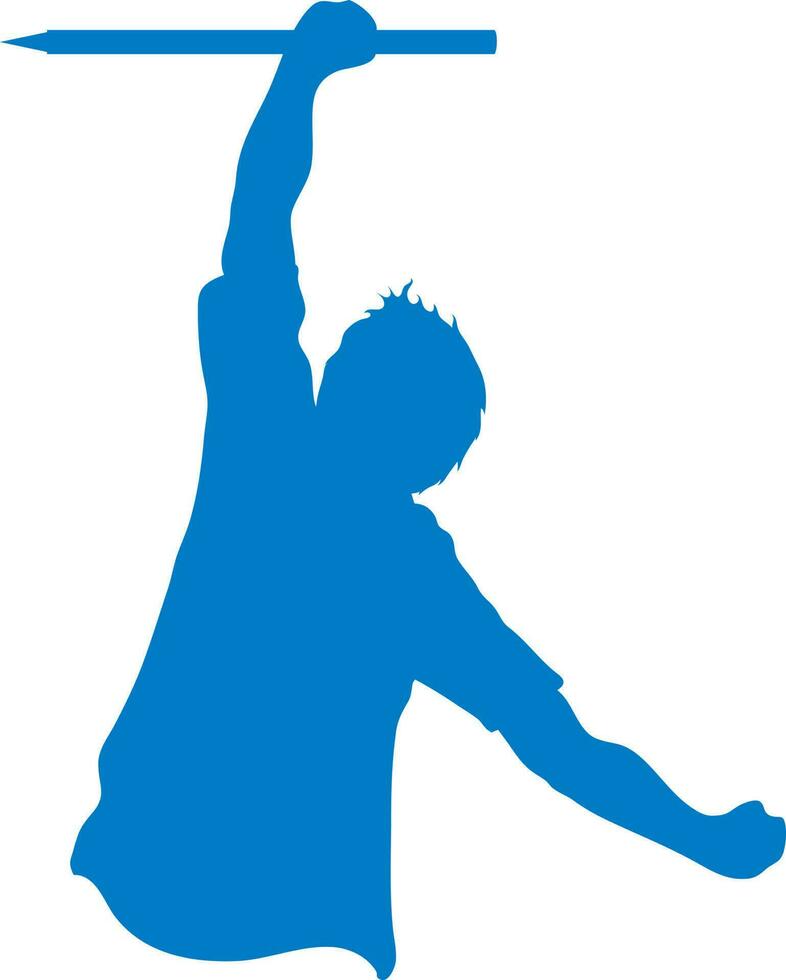 blu illustrazione di un' uomo con porticina ceppo per cricket. vettore