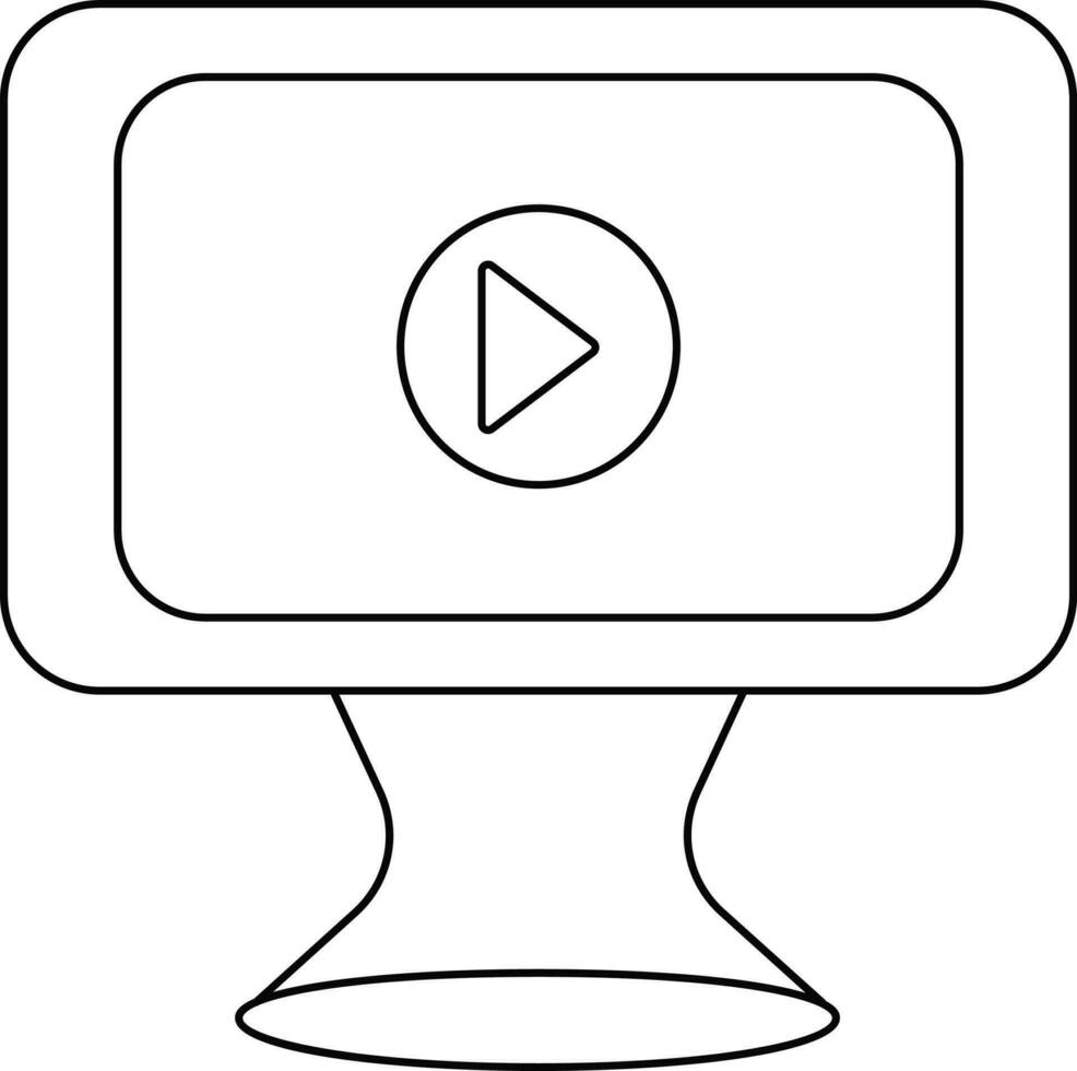 piatto stile tv schermo con video giocatore nel nero linea arte. vettore