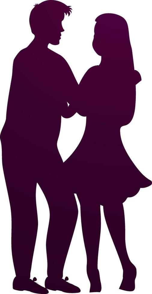 silhouette amorevole coppia nel in piedi posa. vettore