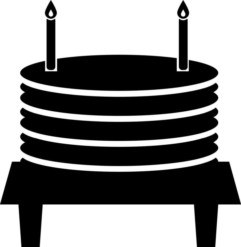 nero e bianca torta icona nel piatto stile. vettore