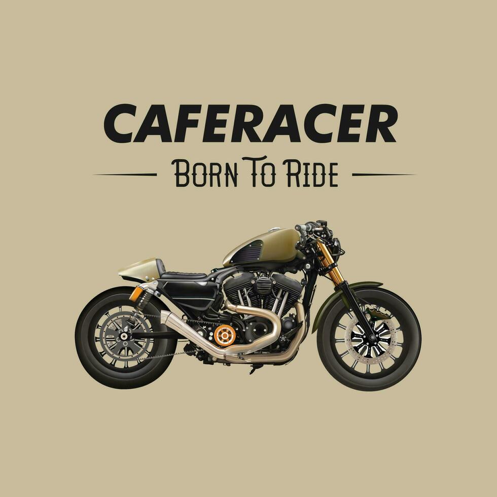 Vintage ▾ motociclo caferacer illustrazione manifesto. costume motocicletta. vettore