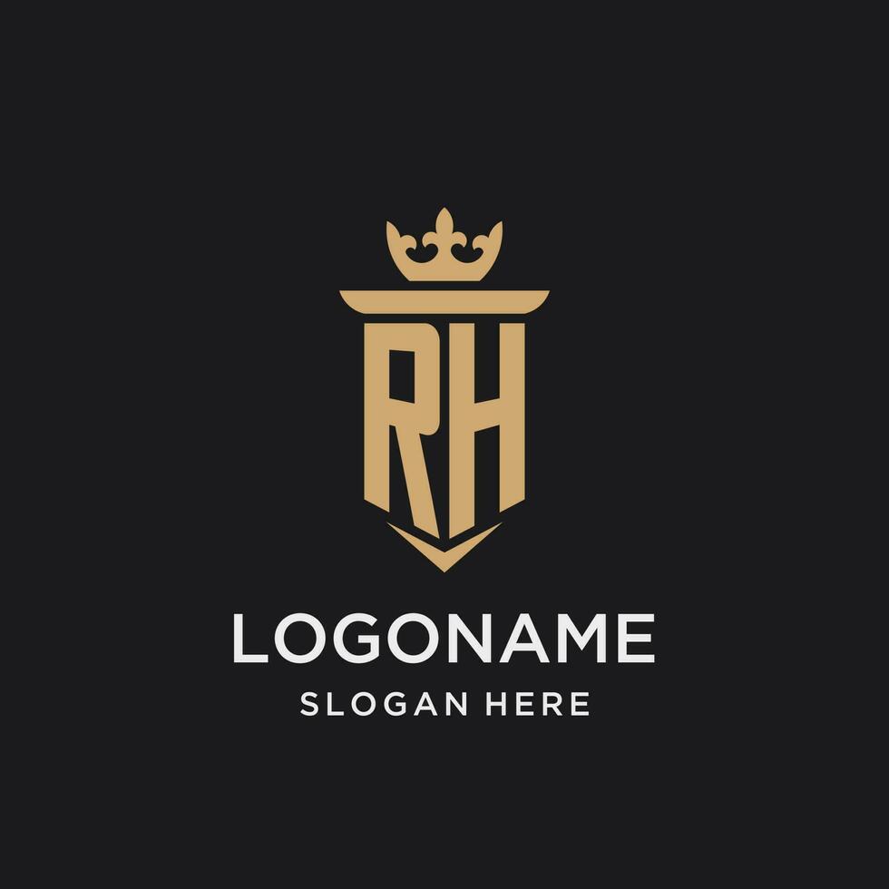 rh monogramma con medievale stile, lusso e elegante iniziale logo design vettore