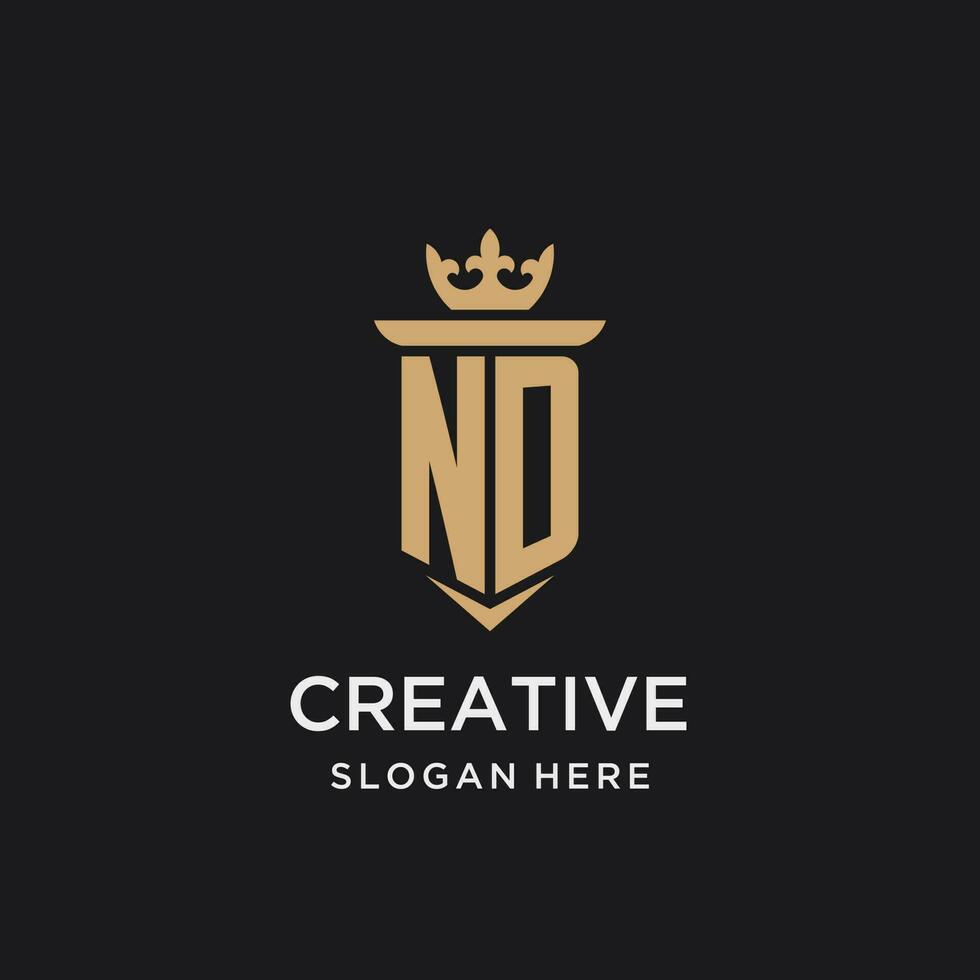 nd monogramma con medievale stile, lusso e elegante iniziale logo design vettore