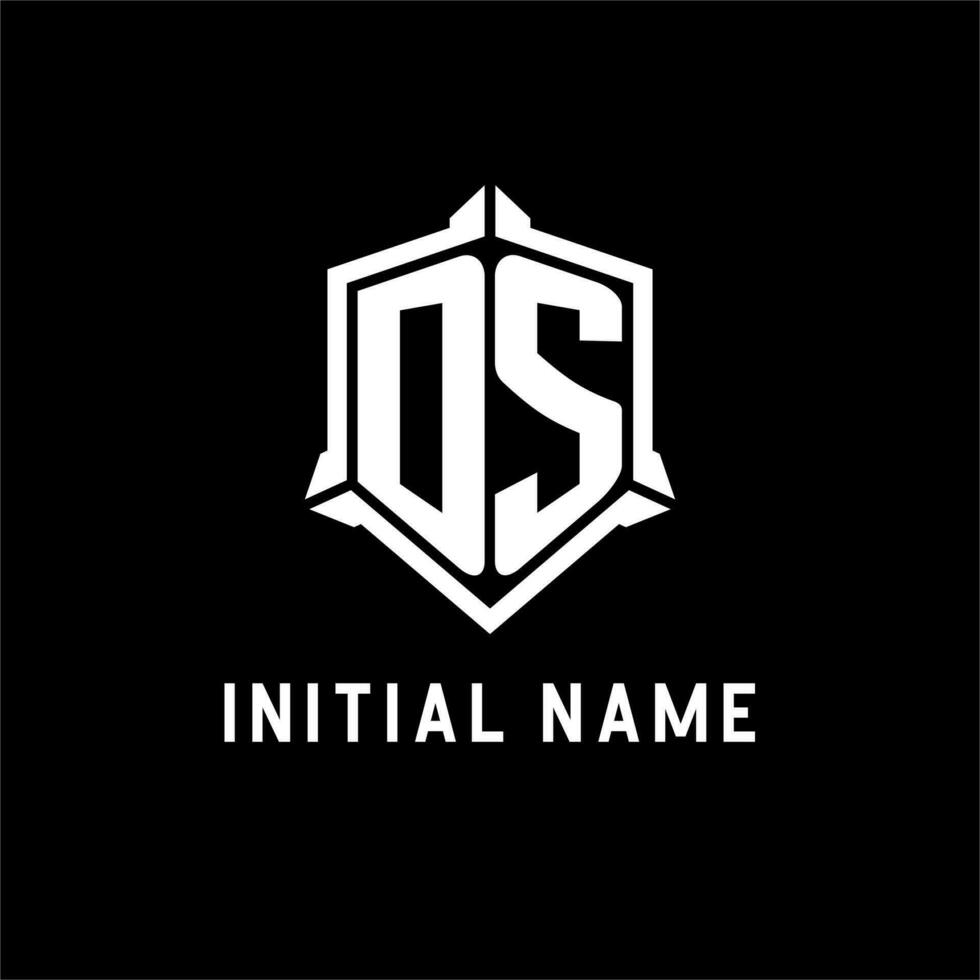 ds logo iniziale con scudo forma design stile vettore