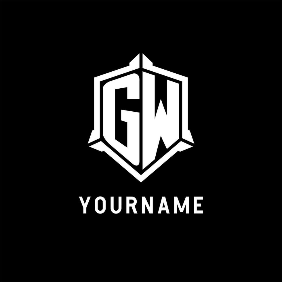 gw logo iniziale con scudo forma design stile vettore