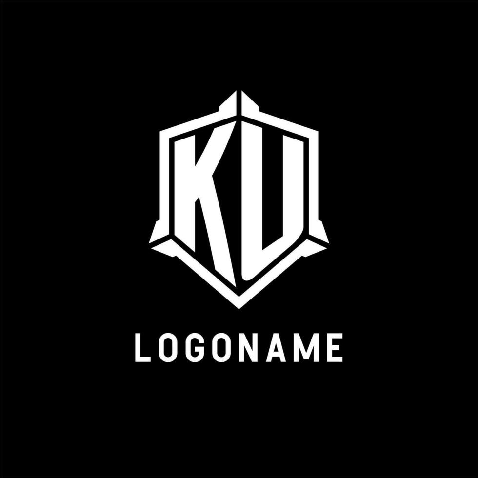 ku logo iniziale con scudo forma design stile vettore